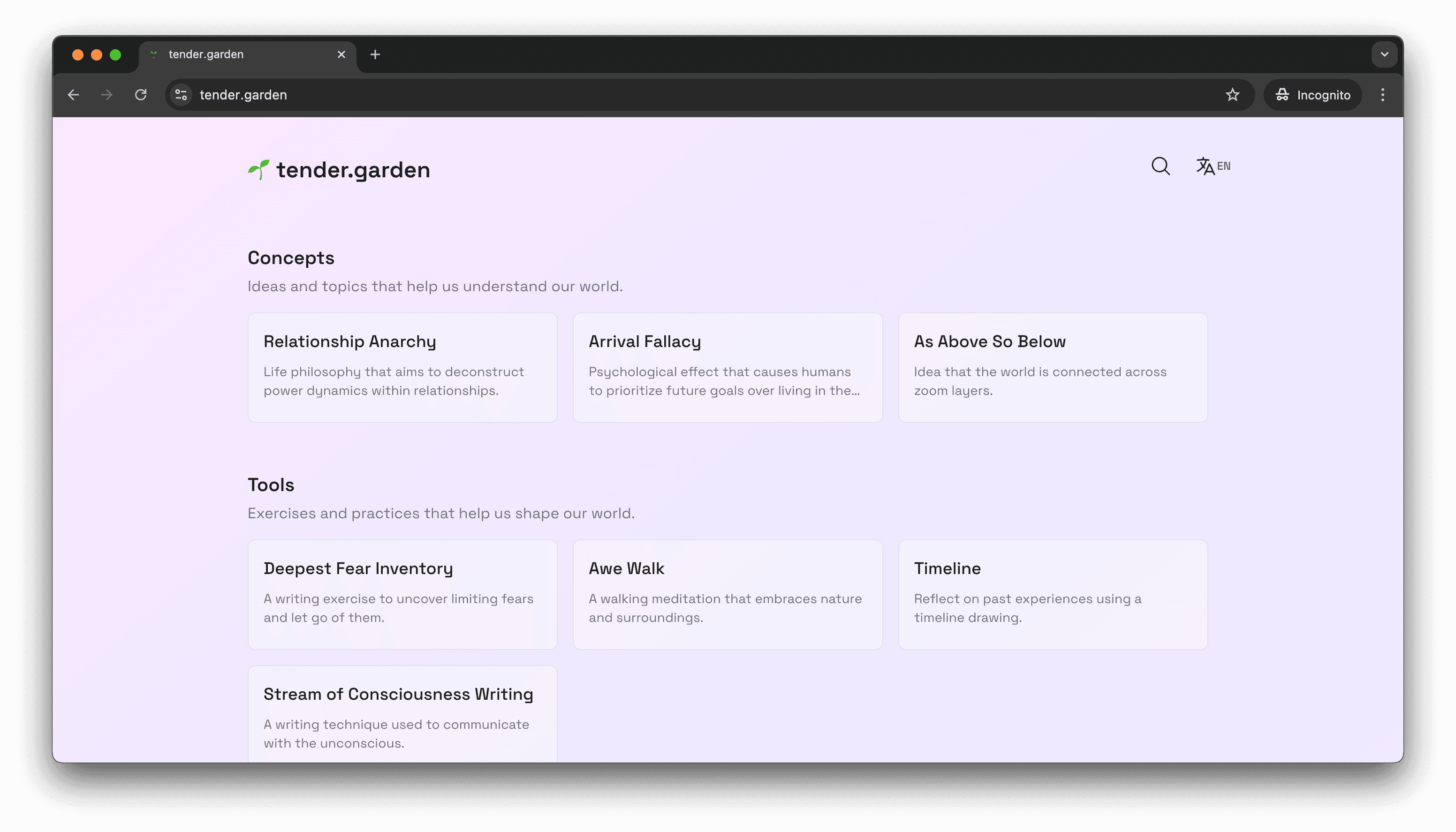 tender.garden v0.1 ist online